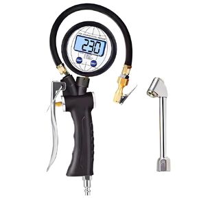 Digital Tire Pressure Gauge, 230 PSI Heavy Duty Dual Head Stainless Steel Made Swivel Air Chuck Tire Pressure for Truck RV with Backlit LCD and Flashlight