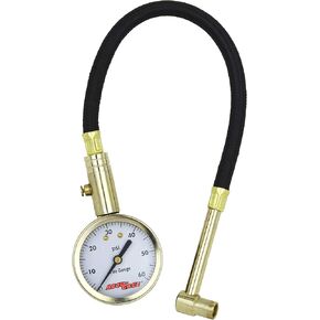 Accu-Gage RA60X (5-60 PSI) Right Angle Chuck Dial Tire Pressure Gauge with Hose, Standard Valve
