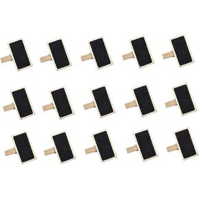 15PCS Small Chalkboard Wooden Clips Sticky Note Clips 1.6x0.8inch Rectangular Board Wooden Clips Message Board Signs Label Clips Simple Photo Clips for Wedding Party Event Office Kitchen