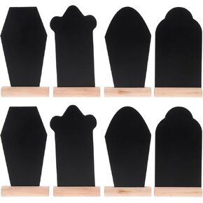 Vosarea 8pcs Mini Chalkboard Signs Tombstone Coffin على شكل Blackboard Board Board Easter Chalkboard Tombstone Shape Blackards for Shop Bedding Kitchen Home Birthday حفلة عيد ميلاد