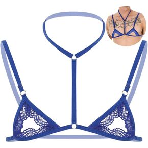 Men's Sissy Bra Lingerie Lace Floral Bikini Top Crossdressing Bralette Sleepwear Nightwear S-XL