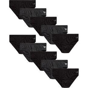 Reebok Men's Briefs - 10 Pack Classic Soft Stretch Low Rise Briefs with Contour Pouch - Underwear for Men (Sizes: S-XL)