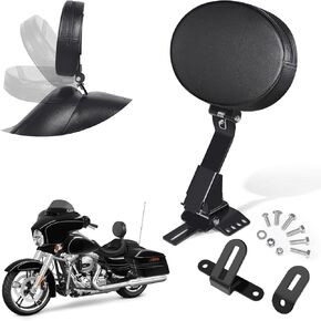 Benlari Rider Driver Backrest, Detachable Driver Backrest, Adjustable Plug-in Rider Backrest Fit for Harley Davidson Touring Street Glide Road Glide Electra Glide Road King 1997-2024, Gloss Black