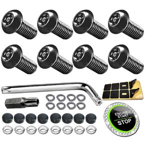 M5 License Plate Screws for BMW & Tesla - M5-0.8x12mm Anti-Theft Black Stainless Steel Car Tag Bolts, Rustproof Security Fasteners Hardware with Caps