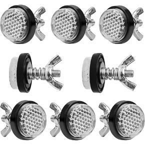 8Pack Red Reflector Motorcycle License Plate Bolts and Nuts, Round Head M5 Screws, Steel, 0.98" Diameter, 7/16" Size, Grade 8.8, for Motorcycle, Bicycle, Car in Kuwait