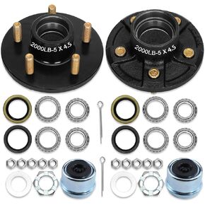 2 Sets 3500Lbs Axle Trailer Hub Kit 5 Bolt 4.5",5 Lug Trailer Hub Fit 1-1/16" to 1-3/8" Trailer Tapered Spindle,Boat Trailer Hubs 5 Lug,Trailer Wheel Hub Kit(Not fit Straight Spindle)