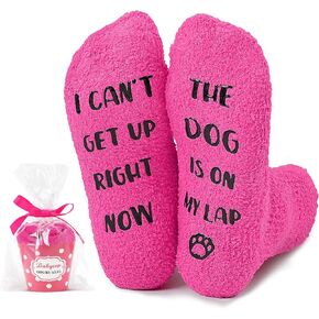 Funny Gifts for Mom, Dog Mom Gifts for Women, Fuzzy Dog Socks, Christmas Stockings Stuffers