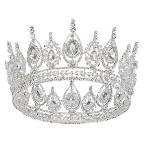 SWEETV Royal Queen Crown, Wedding Tiara for Bride, Rhinestone Tiaras and Crowns for Women, Costume Headpiece for Birthday Cosplay Party Celebration,Gold
