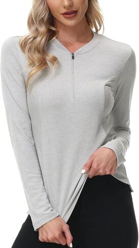 Mofiz Women's Long Sleeve Golf Polo Shirt 1/4 Zip Upf 50+ Sun Protect in Kuwait