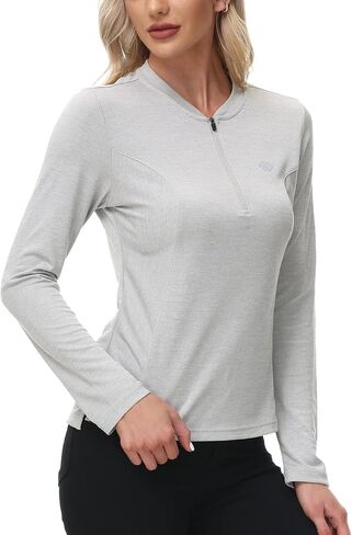Mofiz Women's Long Sleeve Golf Polo Shirt 1/4 Zip Upf 50+ Sun Protect in Kuwait
