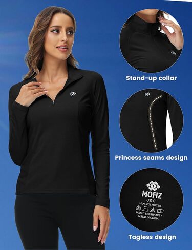 Mofiz Women's Long Sleeve Golf Polo Shirt 1/4 Zip Upf 50+ Sun Protect in Saudi Arabia