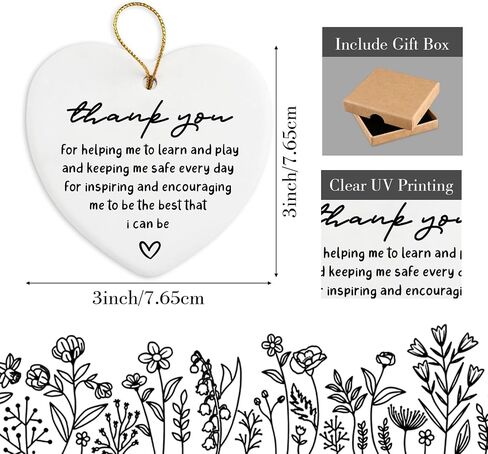 Teacher Appreciation Gifts Ceramic Ornament Keepsake Sign Heart Plaque Best Teacher Gifts for Women Birthday Christmas Teacher Thank You Gifts for Teacher from Student in Saudi Arabia