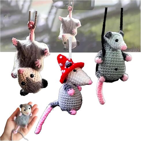 Possum Car Charm - 2024 New Opossum Gifts Rearview Mirror Accessory Swinging Car Ornament, Cute Car Mirror Aesthetic Decor Hanging Pendant Accessories Things, Cool Car Dashboard Decorations (Down) in Saudi Arabia