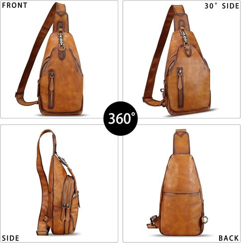 Genuine Leather Silng Bag for Women and Men Real Leather Sling Backpack Shoulder Crossbody Bag Chest Purses in Saudi Arabia
