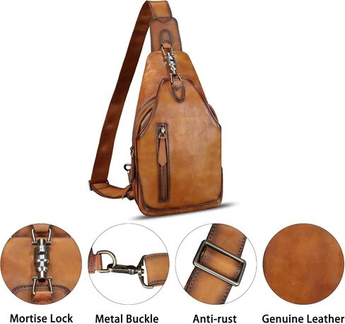 Genuine Leather Silng Bag for Women and Men Real Leather Sling Backpack Shoulder Crossbody Bag Chest Purses in Saudi Arabia