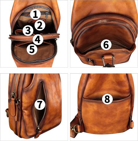 Genuine Leather Silng Bag for Women and Men Real Leather Sling Backpack Shoulder Crossbody Bag Chest Purses in Saudi Arabia