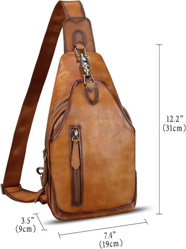 Genuine Leather Silng Bag for Women and Men Real Leather Sling Backpack Shoulder Crossbody Bag Chest Purses in Saudi Arabia