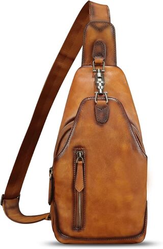 Genuine Leather Silng Bag for Women and Men Real Leather Sling Backpack Shoulder Crossbody Bag Chest Purses in Saudi Arabia
