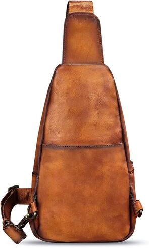 Genuine Leather Silng Bag for Women and Men Real Leather Sling Backpack Shoulder Crossbody Bag Chest Purses in Saudi Arabia