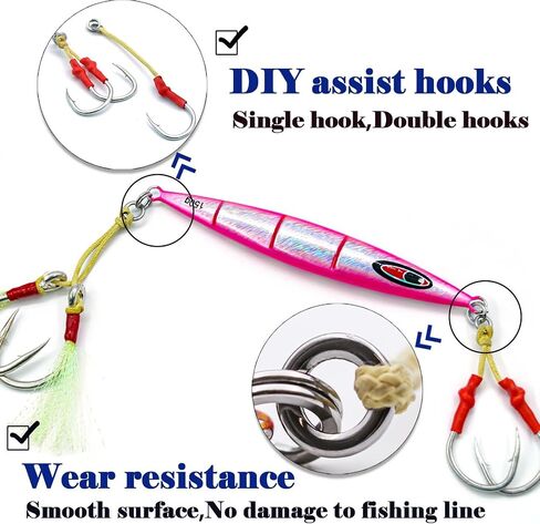 حلقات صيد الأسماك الصلبة 50 قطعة من FishTrip - حلقة من الفولاذ المقاوم للصدأ للمساعدة في خطافات الرقص ومعدات الفراشة للمياه المالحة والمياه العذبة in Saudi Arabia