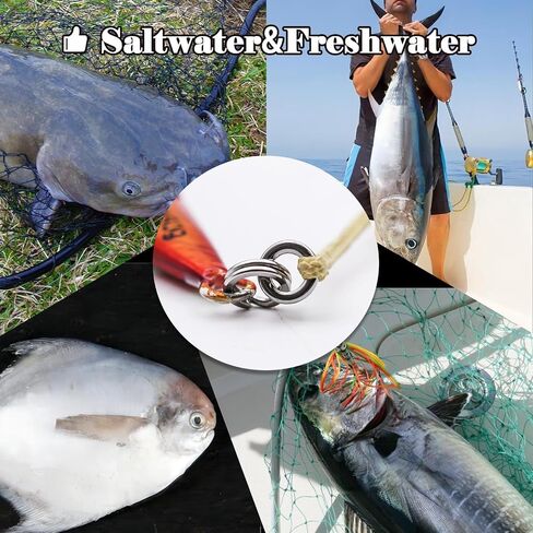 حلقات صيد الأسماك الصلبة 50 قطعة من FishTrip - حلقة من الفولاذ المقاوم للصدأ للمساعدة في خطافات الرقص ومعدات الفراشة للمياه المالحة والمياه العذبة in Saudi Arabia