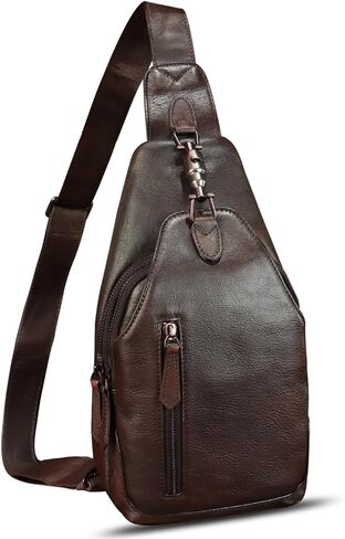 Genuine Leather Silng Bag for Women and Men Real Leather Sling Backpack Shoulder Crossbody Bag Chest Purses in Saudi Arabia
