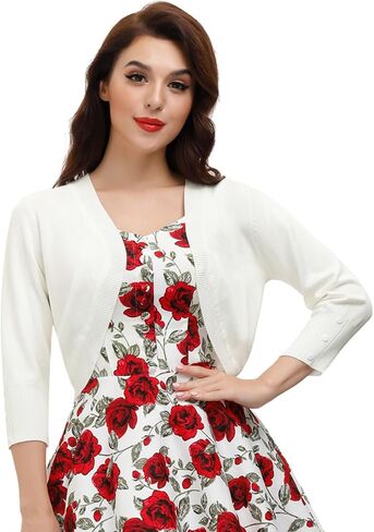 Belle Poque Womens 3/4 Sleeve Bolero تجاهل المفتوحة الأمامية المتماسكة كارديجان in Saudi Arabia