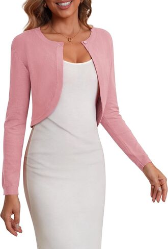Women's Cropped Cardigan Sweater Long Sleeve Knit Bolero Open Front Shrug for Dresses, S-XL in Saudi Arabia