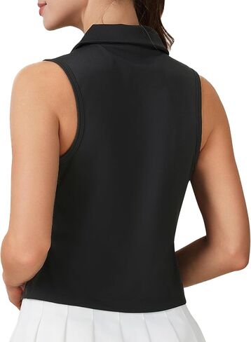 Turnhier Womens Sleeveless Golf Polo Shirts Quick Dry Collared V Neck Tennis Athletic Tank Tops in Kuwait