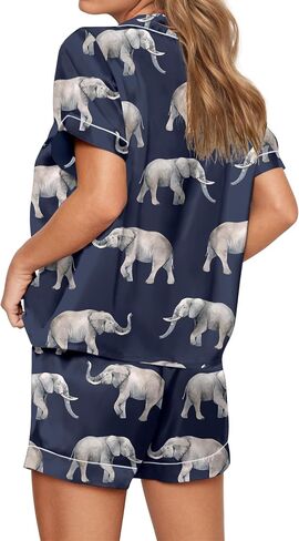 sheshow مضحك البيجامات الرسومية للنساء ضبط زر أسفل الأكمام القصير والقصيرة PJS تعيينات Sleepwear XS-XXL in Kuwait