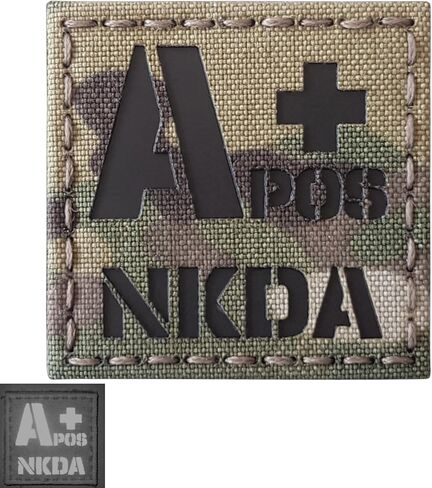 Reflective APOS NKDA A+ Blood Type 2x2 IFAK Tactical Morale Touch Fastener Patch in Saudi Arabia