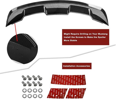 Mustang Spoiler - Compatible with 2015-2023 Mustang Shelby/GT/EcoBoost Coupe 2 Door Models - GT 350 GT500 Style Trunk Rear Spoiler Wing in Kuwait