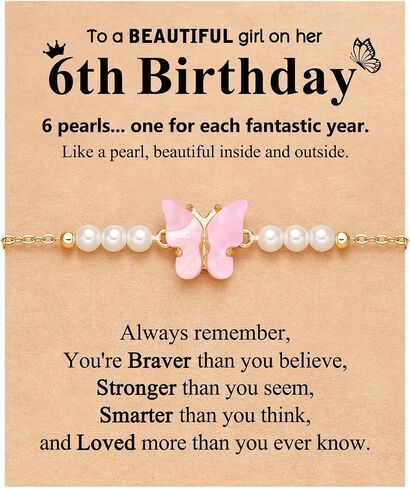 6-10 Year Old Birthday Gifts for Girls, Butterfly Pearl Bracelet for Daughter Niece Granddaughter in Saudi Arabia