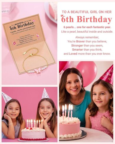 6-10 Year Old Birthday Gifts for Girls, Butterfly Pearl Bracelet for Daughter Niece Granddaughter in Saudi Arabia