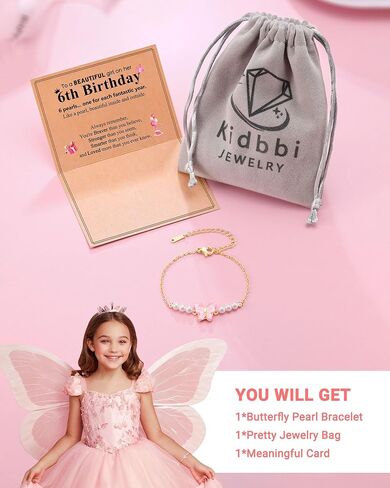 6-10 Year Old Birthday Gifts for Girls, Butterfly Pearl Bracelet for Daughter Niece Granddaughter in Saudi Arabia