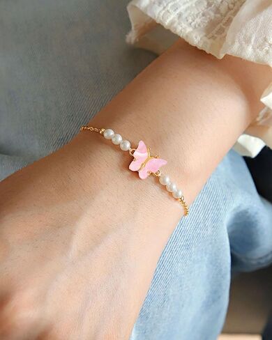 6-10 Year Old Birthday Gifts for Girls, Butterfly Pearl Bracelet for Daughter Niece Granddaughter in Saudi Arabia