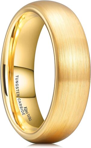 King Will Glory 14K Gold/Rose Gold 2mm 4mm 6mm 8mm Tungsten Carbide Ring Dome Matte Brushed Wedding Band Domed Brushed Couple Rings Comfort Fit for Men Women in Kuwait