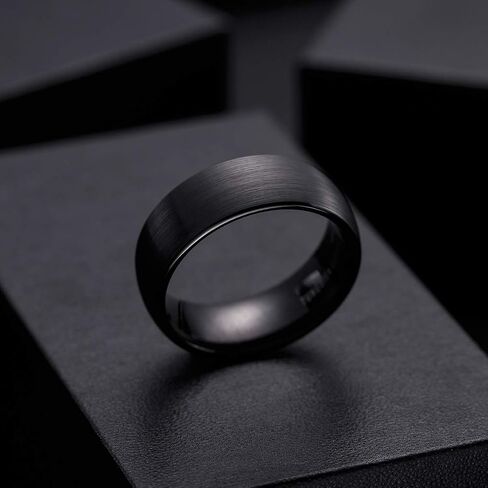 King Will Glory 14K Gold/Rose Gold 2mm 4mm 6mm 8mm Tungsten Carbide Ring Dome Matte Brushed Wedding Band Domed Brushed Couple Rings Comfort Fit for Men Women in Kuwait