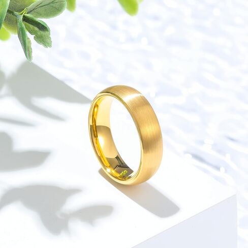 King Will Glory 14K Gold/Rose Gold 2mm 4mm 6mm 8mm Tungsten Carbide Ring Dome Matte Brushed Wedding Band Domed Brushed Couple Rings Comfort Fit for Men Women in Kuwait