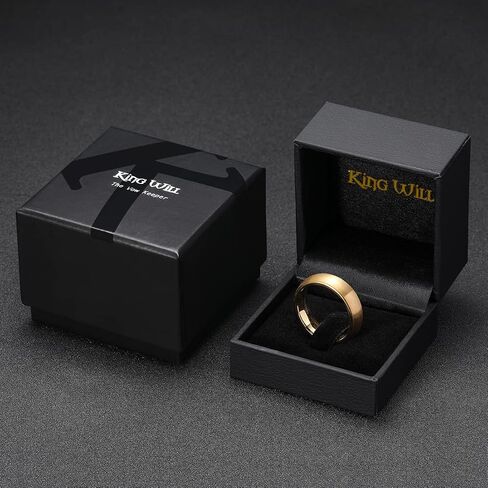 King Will Glory 14K Gold/Rose Gold 2mm 4mm 6mm 8mm Tungsten Carbide Ring Dome Matte Brushed Wedding Band Domed Brushed Couple Rings Comfort Fit for Men Women in Kuwait