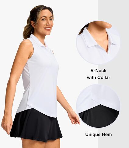 G Gradual Sleeveless Golf Shirts for Women Collared V Neck Tennis Tank Top Cooling Polo UPF 50+ Quick Dry Lightweight in Saudi Arabia