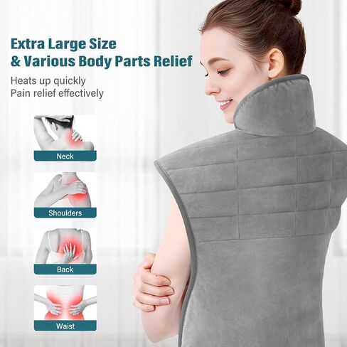 Heating Pad for Neck and Shoulders, Fathers Day Dad Gifts for Men Husband Boyfriend Grandpa, Heated Pad for Back Pain Relief, Heat Pad Birthday Gifts for Women Mom, 6 Heat Settings 4 Auto-Off, 22"x35" in Kuwait