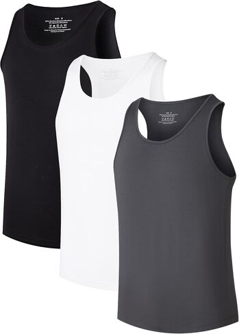 CF Men's Undershirts Bamboo Viscose Tank Tops Men Crew Neck Moisture Wicking Tank Shirts 3/5 Pack in Kuwait