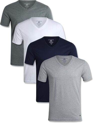 Lucky Brand Men's Undershirt - 4 Pack Basic Short Sleeve Men's T-Shirts - Soft Crewneck and V-Neck Undershirts for Men (S-XL) in Saudi Arabia