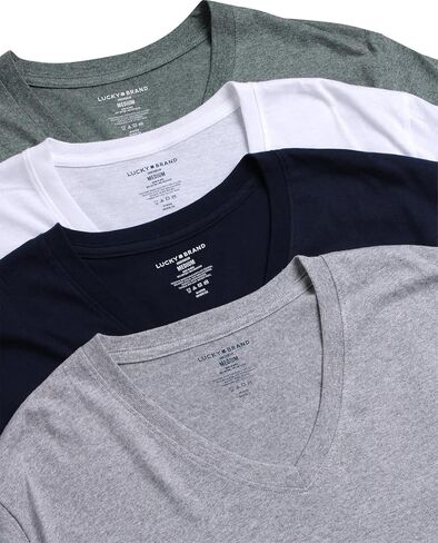 Lucky Brand Men's Undershirt - 4 Pack Basic Short Sleeve Men's T-Shirts - Soft Crewneck and V-Neck Undershirts for Men (S-XL) in Saudi Arabia