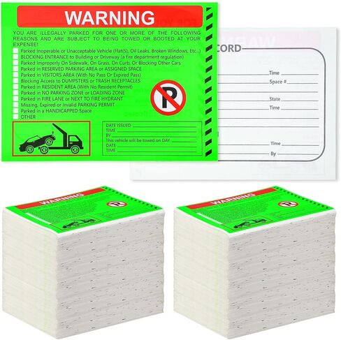300 PCS ملصقات انتهاك وقوف السيارات لا توجد ملصقات وقوف السيارات إشعار سحب إشعار أنك متوقفة بشكل غير قانوني لسيارة النافذة 5.5x7.5 بوصة (أخضر الفلورسنت) in Kuwait