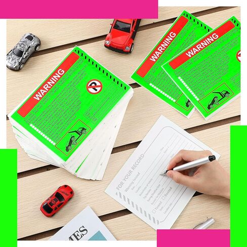 300 PCS ملصقات انتهاك وقوف السيارات لا توجد ملصقات وقوف السيارات إشعار سحب إشعار أنك متوقفة بشكل غير قانوني لسيارة النافذة 5.5x7.5 بوصة (أخضر الفلورسنت) in Kuwait