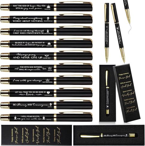Spakon 20 Set Christian Church Gift Bulk Inspirational Bible Verse Ballpoint Pen with Scripture Boxes for Father Godfather Religious Graduation Sunday School Gifts(Vibrant Color,Classic Style) in Kuwait