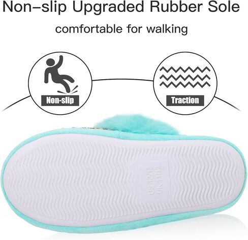 Orthoshoes Girls Sequined Fluffy Slippers, Faux Fur Memory Foam, Non-Slip Indoor House Shoes in Kuwait