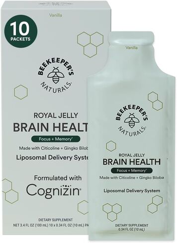 مكملات الدماغ nootropic بواسطة Naturals Naturals ، 500 ملغ من الستوكولين ، Ginkgo Biloba ، Bacopa Monnieri & Royal Jelly ، تدعم التركيز والذاكرة ، امتصاص أسهل ، بالإضافة إلى نكهة الفانيليا اللذيذة ، 10CT in Kuwait